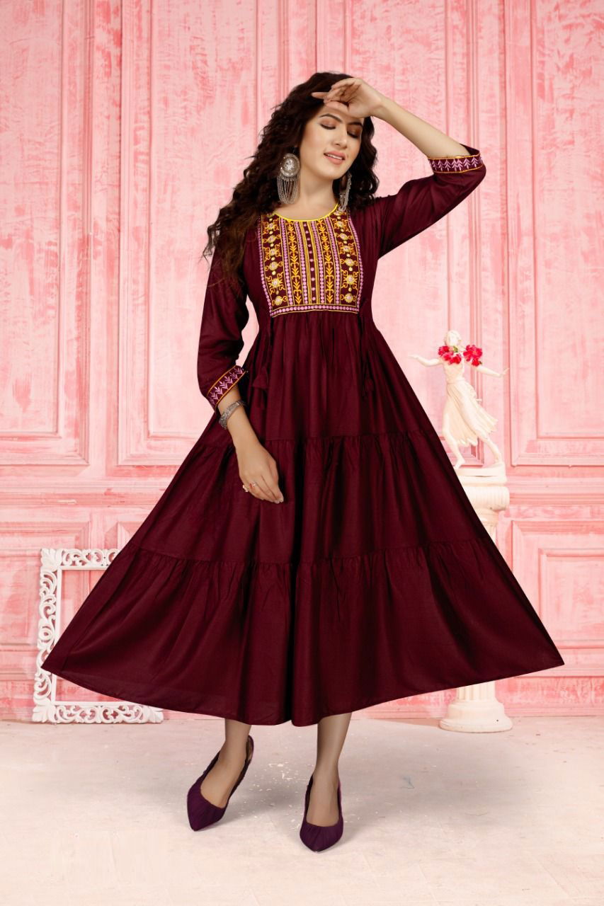 Beauty Menka New Fancy Festive Wear Heavy Rayon Long Fancy Kurti Collection